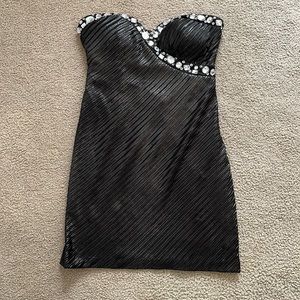 strapless dress. Great homecoming dress. Black with gems and sparkles